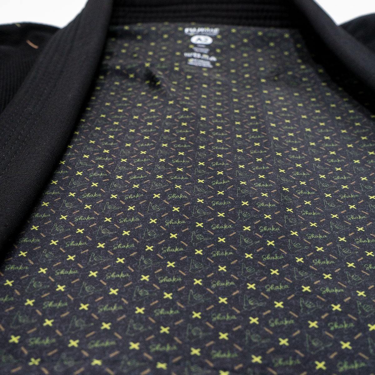 Kimono de Brazilian Jiu-Jitsu FUJIMAE Shaka 2.0 noir kaki marron conçu pour entraînement professionnel avec tissu Pearl Weave et ripstop résistant