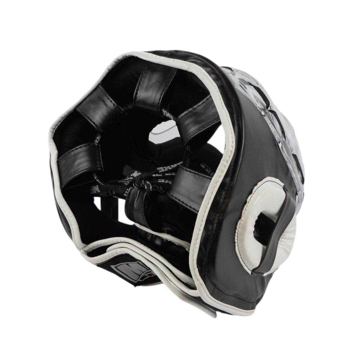 Casque MMA Metal Boxe intégral noir avec visière en polycarbonate et mousse EVA pour protection optimale