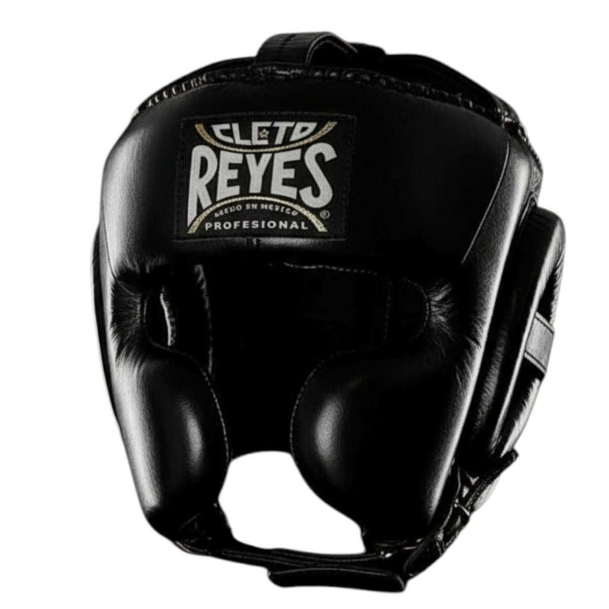 Casque de boxe Cleto Reyes noir en cuir semi intégral pour sparring avec protection et confort haut de gamme