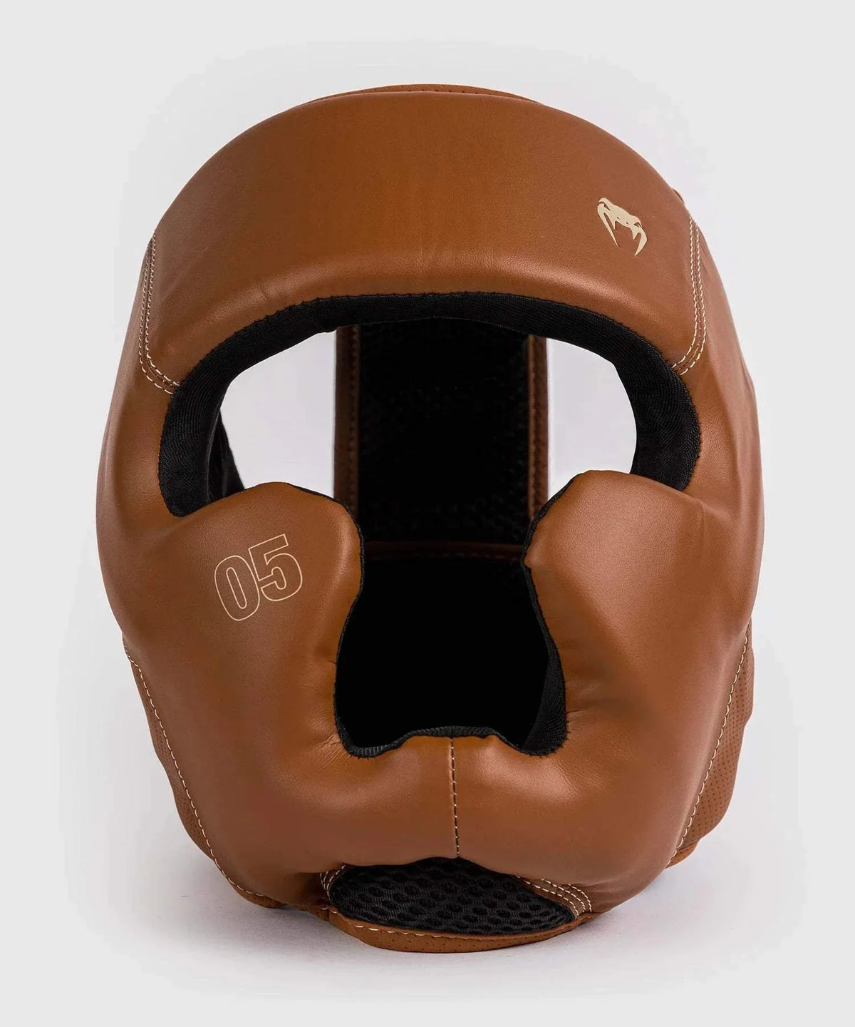 brown Venum Impact Evo Havana boxing headgear with vintage leather look and full face protection