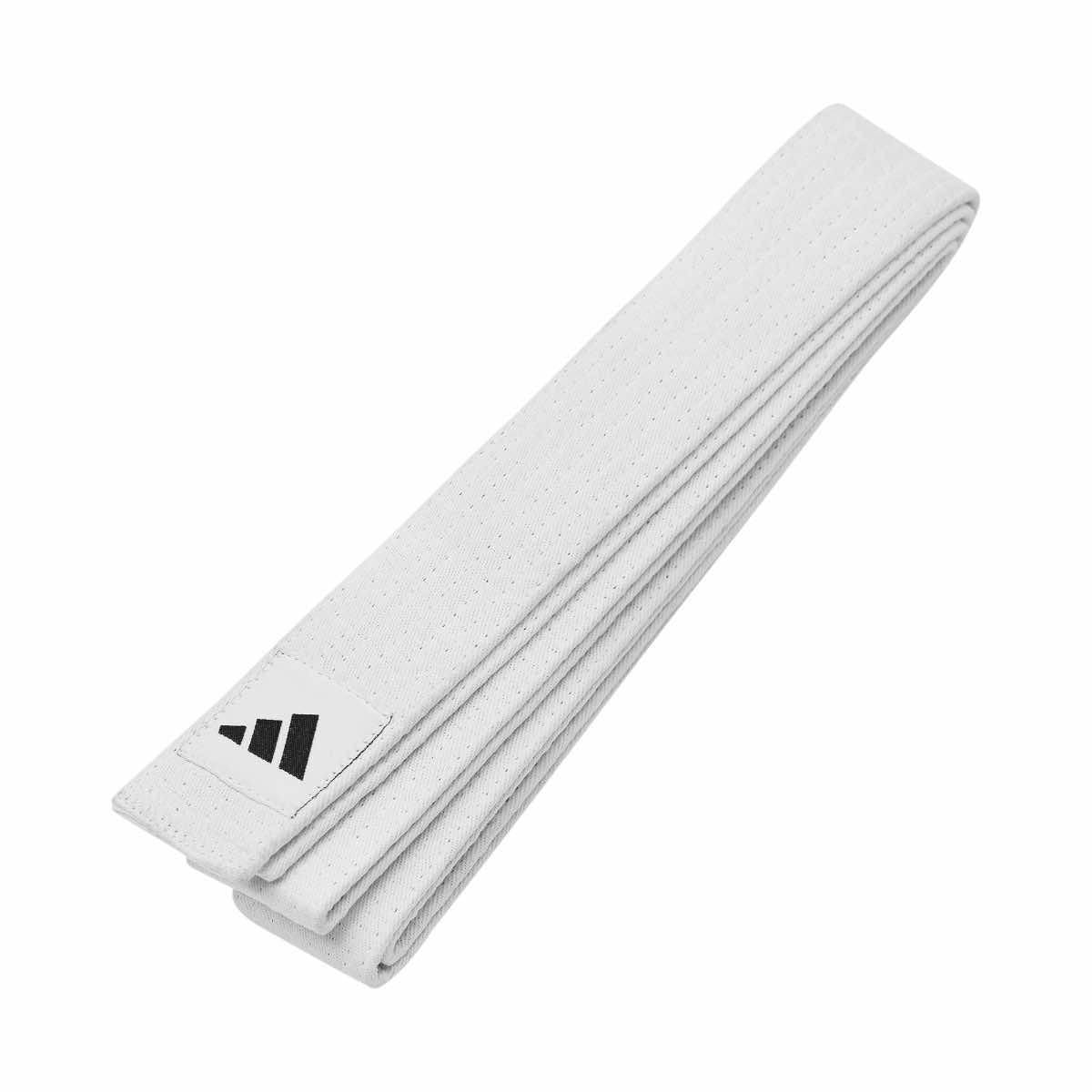 White Adidas martial arts belt Ceinture Arts Martiaux made of 100% cotton with durable stitching for judo and karate practitioners
