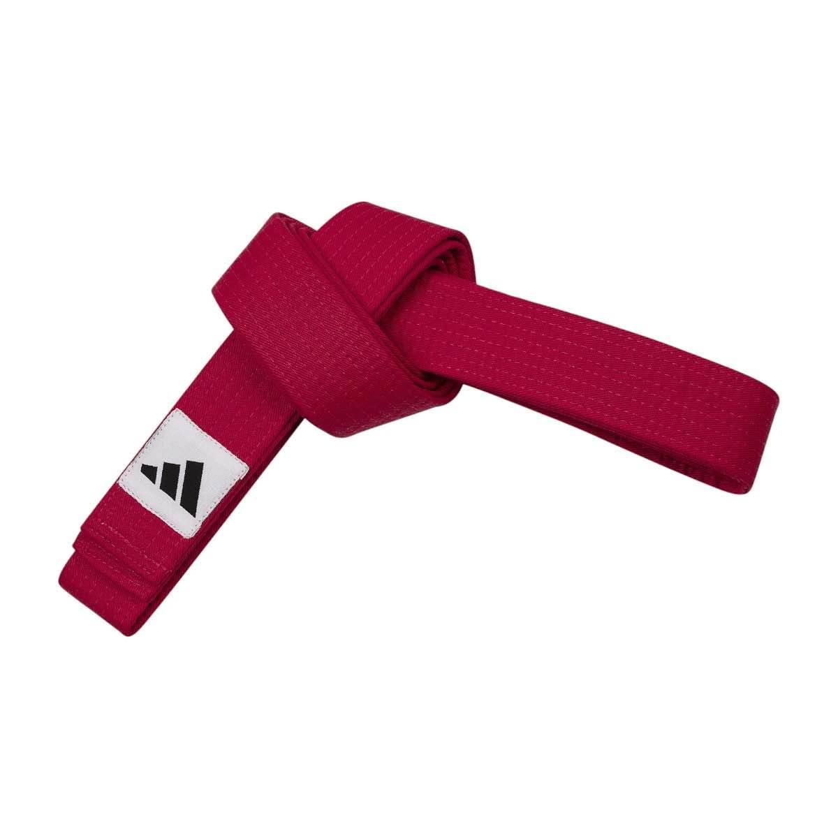 Red Adidas Club martial arts belt made of 100% cotton with reinforced stitching for judo and karate practitioners