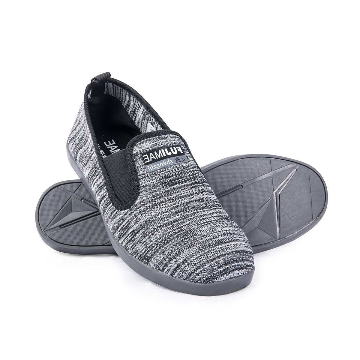 Gray Chaussons Chinois KnitFit FUJIMAE lightweight martial arts shoes with breathable knit fabric and flexible rubber sole