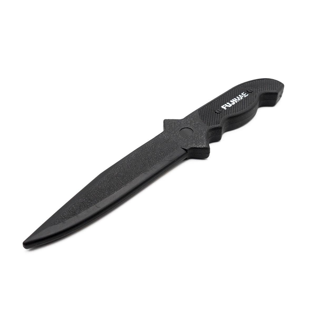 Black FUJIMAE straight training knife made of durable TPR thermoplastic for safe self-defense practice
