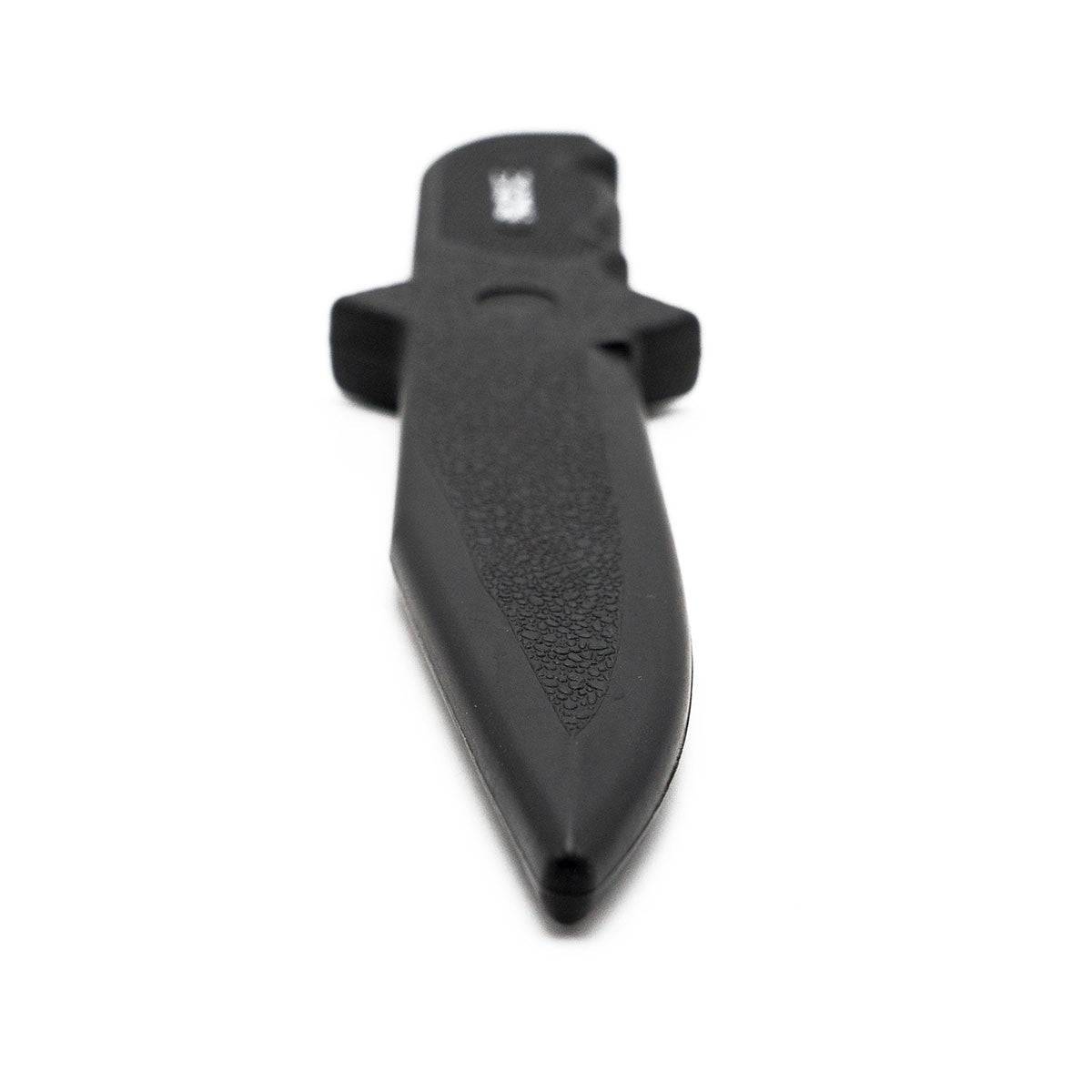 Black FUJIMAE training knife with textured thermoplastic blade for safe self-defense practice