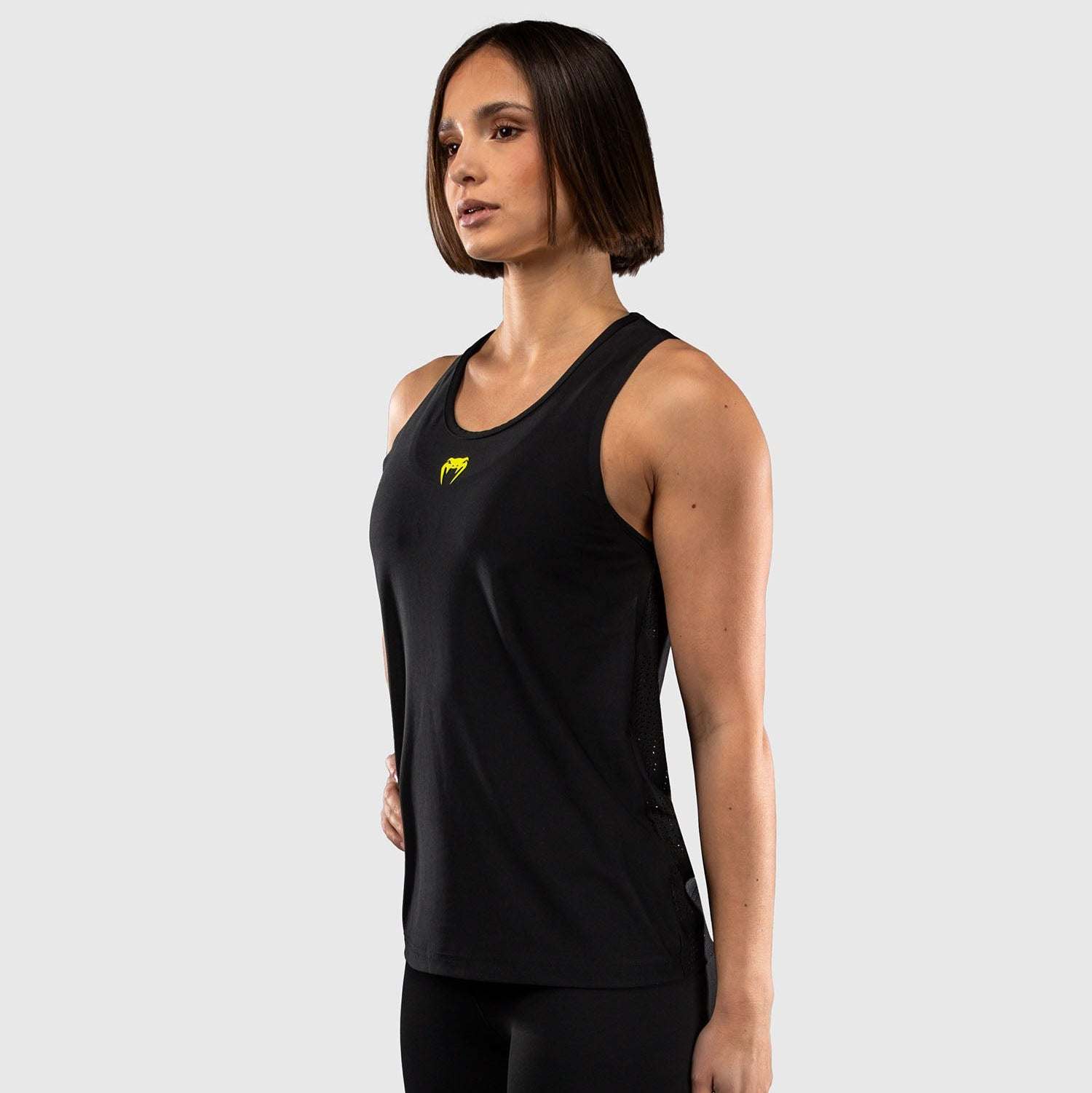 Débardeur femme Dry Tech Venum Lazer noir jaune respirant slim fitness training