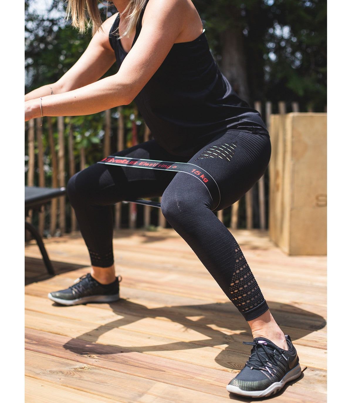 Bande de résistance Elasti'ring noir 15 kg pour renforcement musculaire et fitness