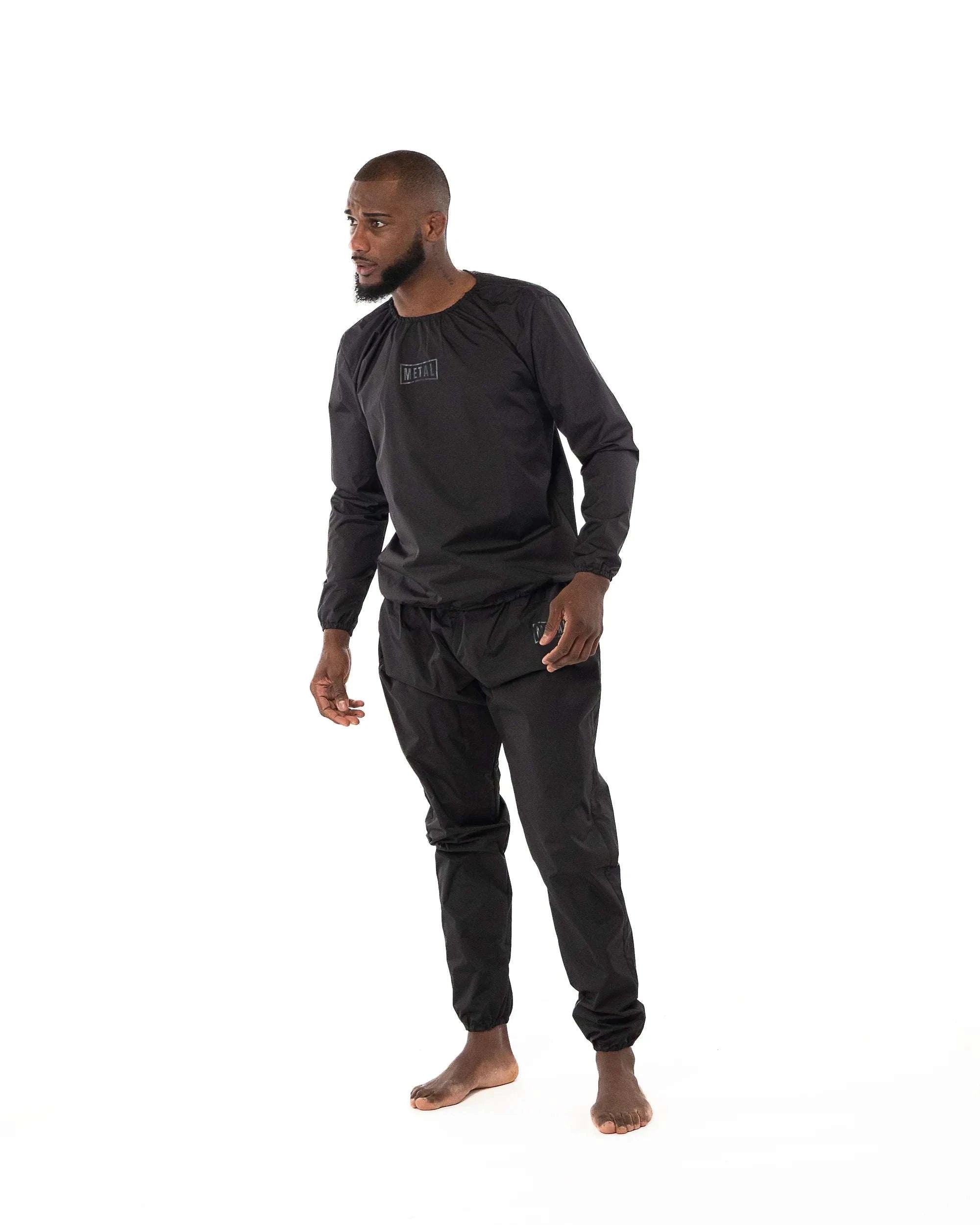 Ensemble sauna Metal Boxe avec veste et pantalon pour intensifier la sudation pendant l'entraînement sportif
