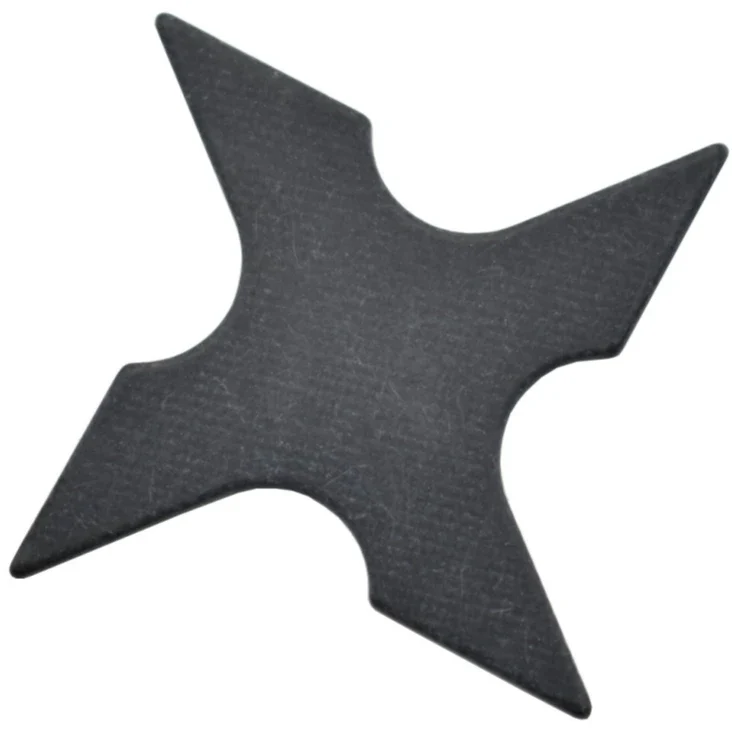 Black 4-point G10 shuriken for martial arts training and collection, 52mm diameter, 1.5mm thick