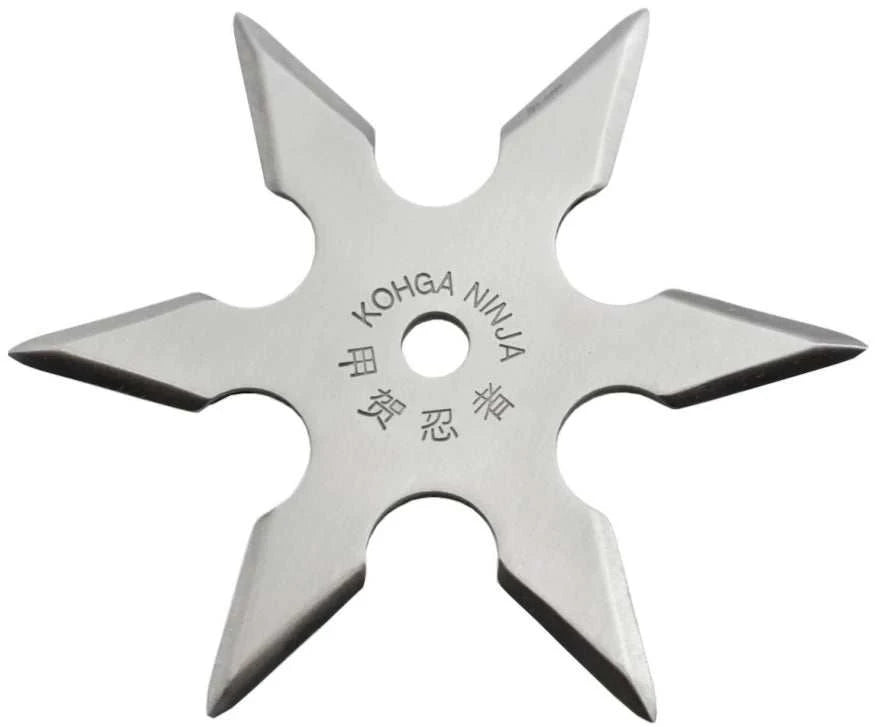 Etoile de jet, Shuriken 6 branches acier 420 - Argent