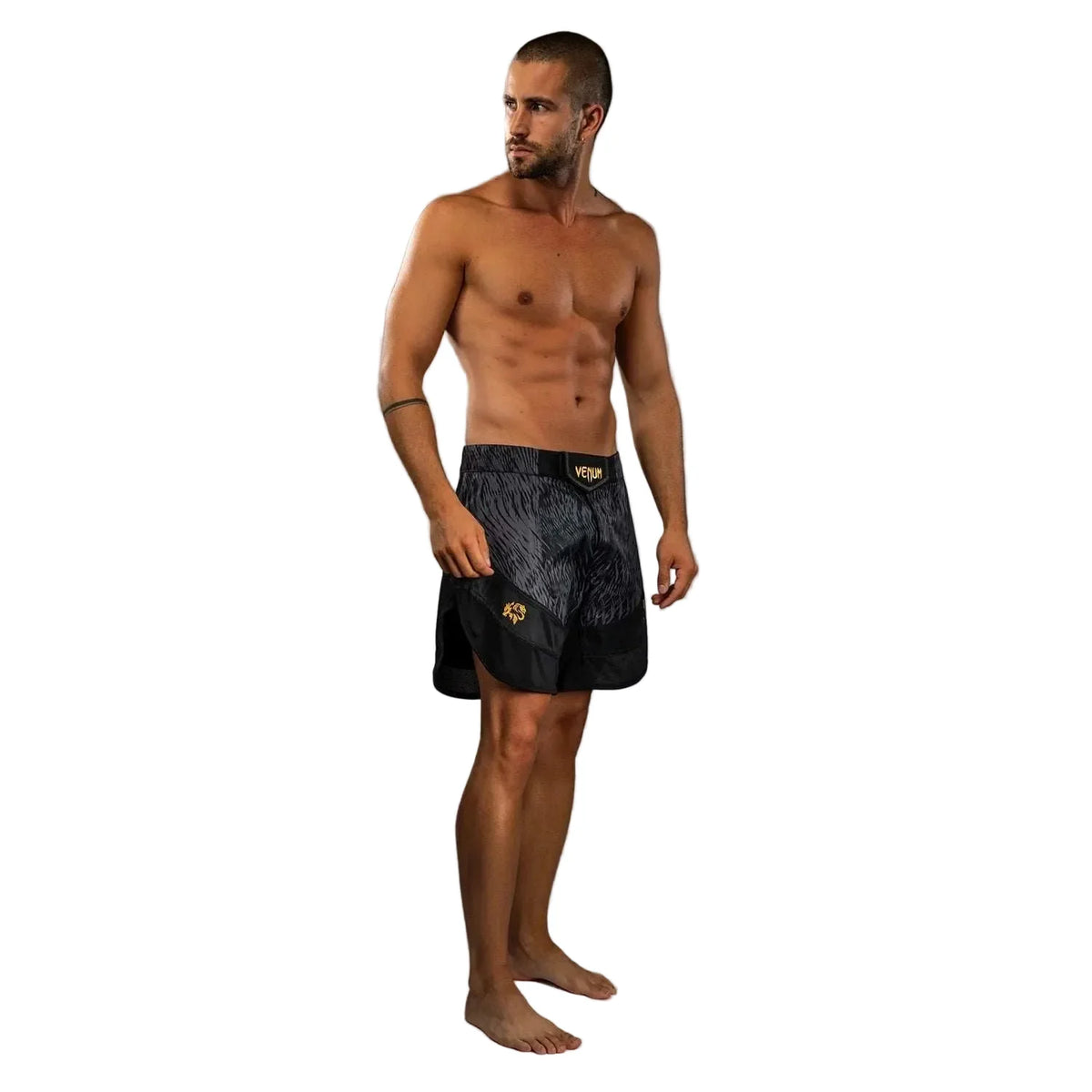 Fightshorts Wild Borz Venum x Chimaev noir et gris pour MMA, léger et résistant