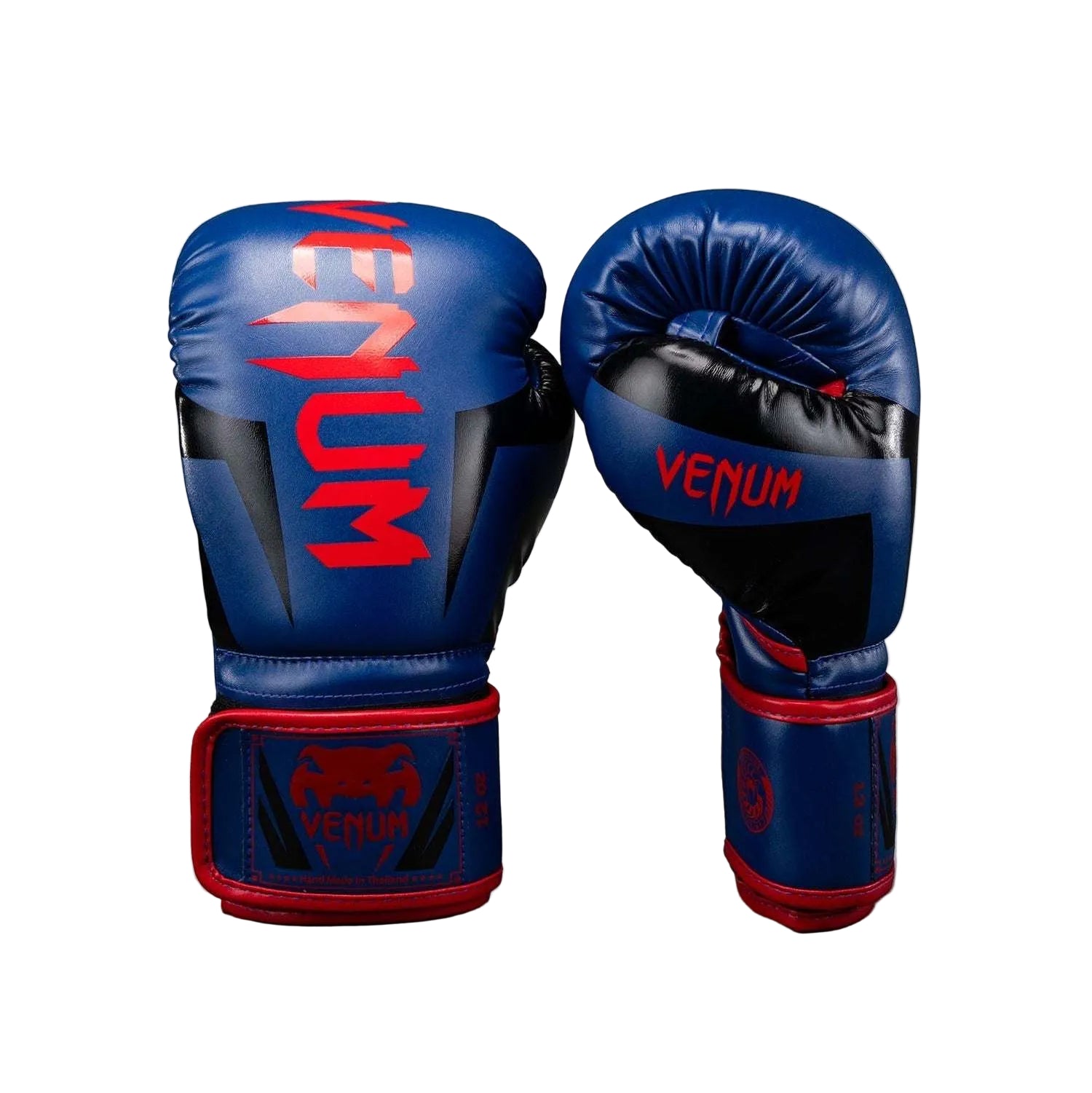 Gants de boxe Venum Elite bleu foncé et rouge avec mousse multi-densité et fermeture velcro large