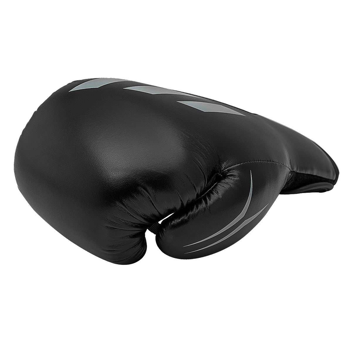 Black and grey Adidas Speed Tilt 150 training boxing glove with ventilation mesh and Velcro strap