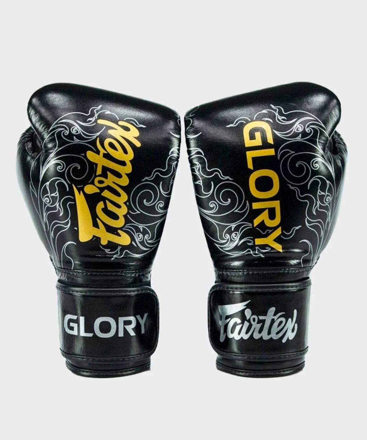 Gants de boxe Fairtex x Glory noirs en cuir avec mousse double densité et fermeture velcro