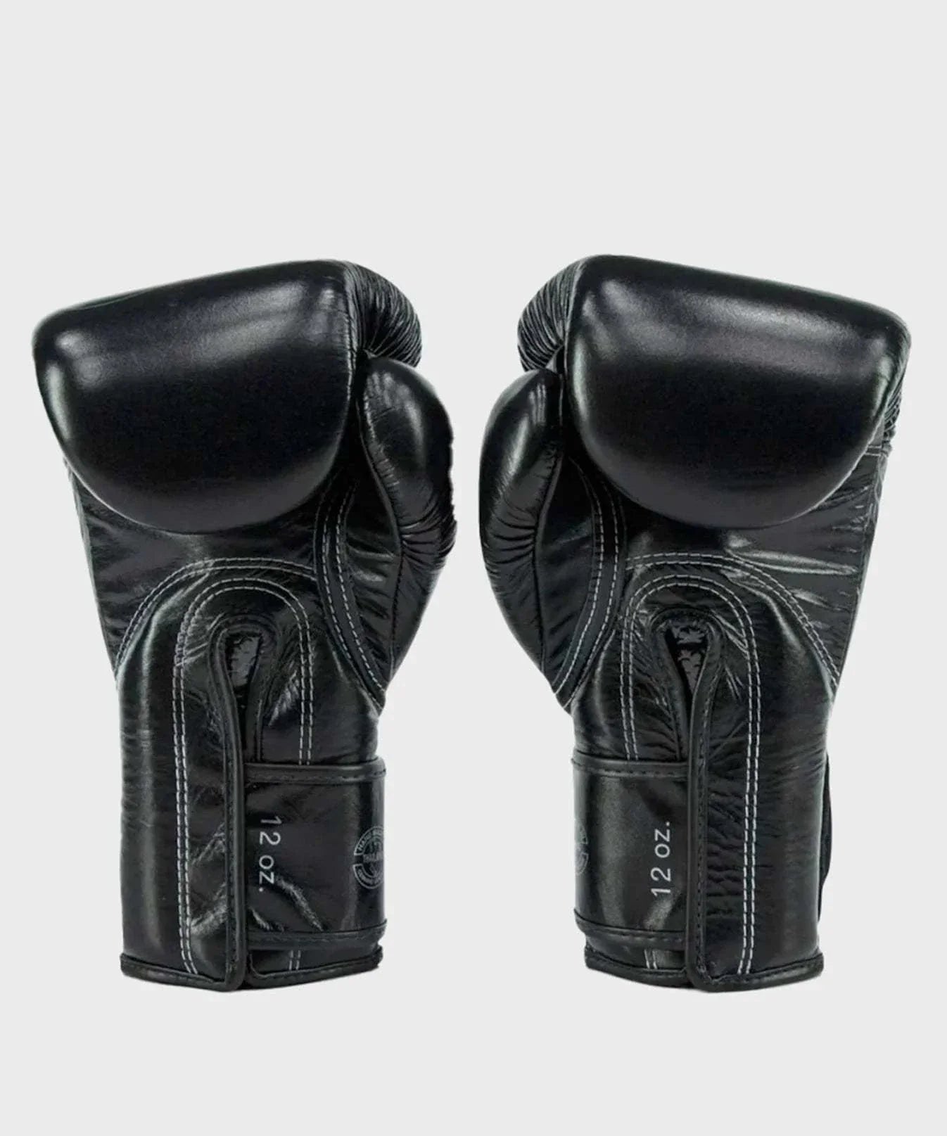 Gants de Boxe Fairtex x Glory noirs en cuir avec mousse double densité et manchette longue