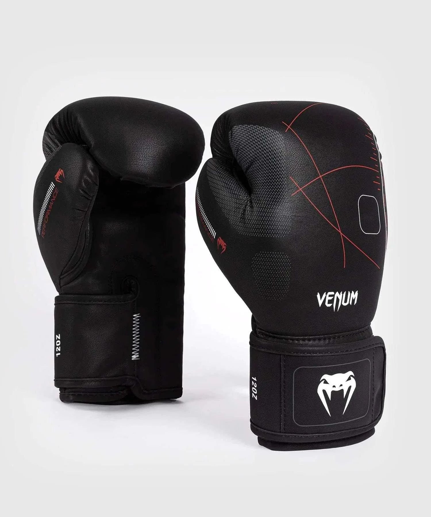 Black and red Venum Tactical XT boxing gloves with triple density foam and durable Skintex coating for impact protection and comfort