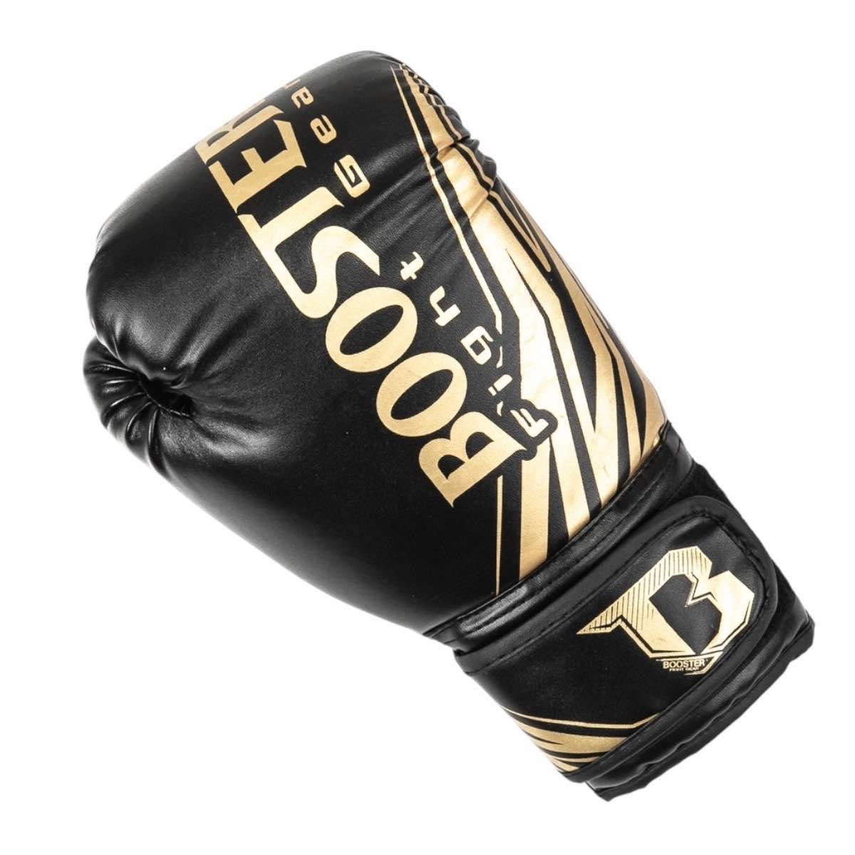 Gants de boxe enfant Booster noirs en cuir synthétique pour protection et confort optimal