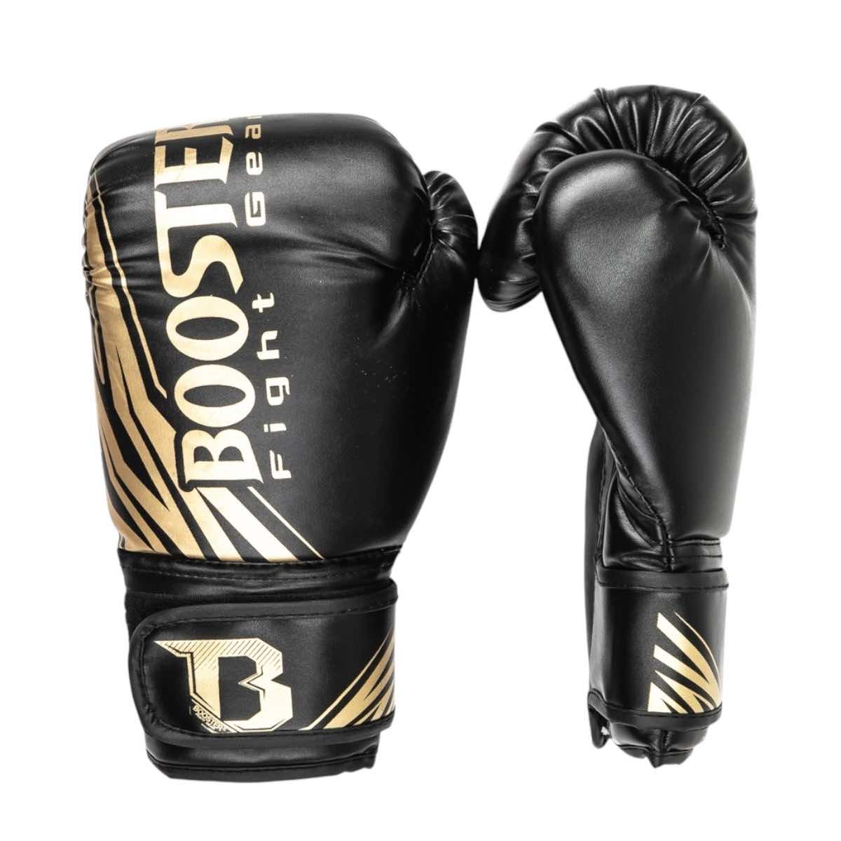 Gants de boxe enfant Booster en cuir synthétique noir et rose, protections optimales pour jeunes boxeurs