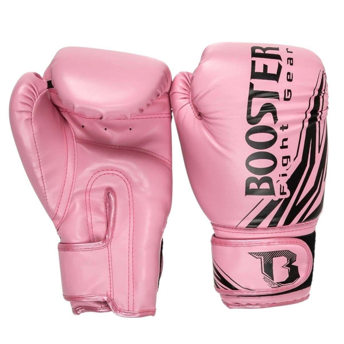 Gants de boxe enfant Booster en cuir synthétique noir et rose pour protection et confort optimal