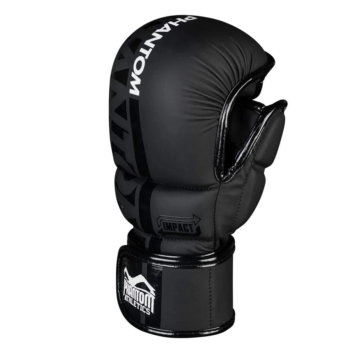 Gants de MMA APEX noirs en PU vegan pour sparring avec protection et maintien renforcé