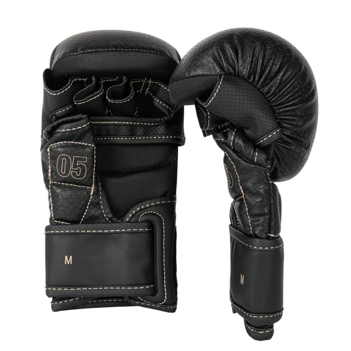 Gants MMA Sparring Venum Impact Evo Scales noirs en cuir haute protection
