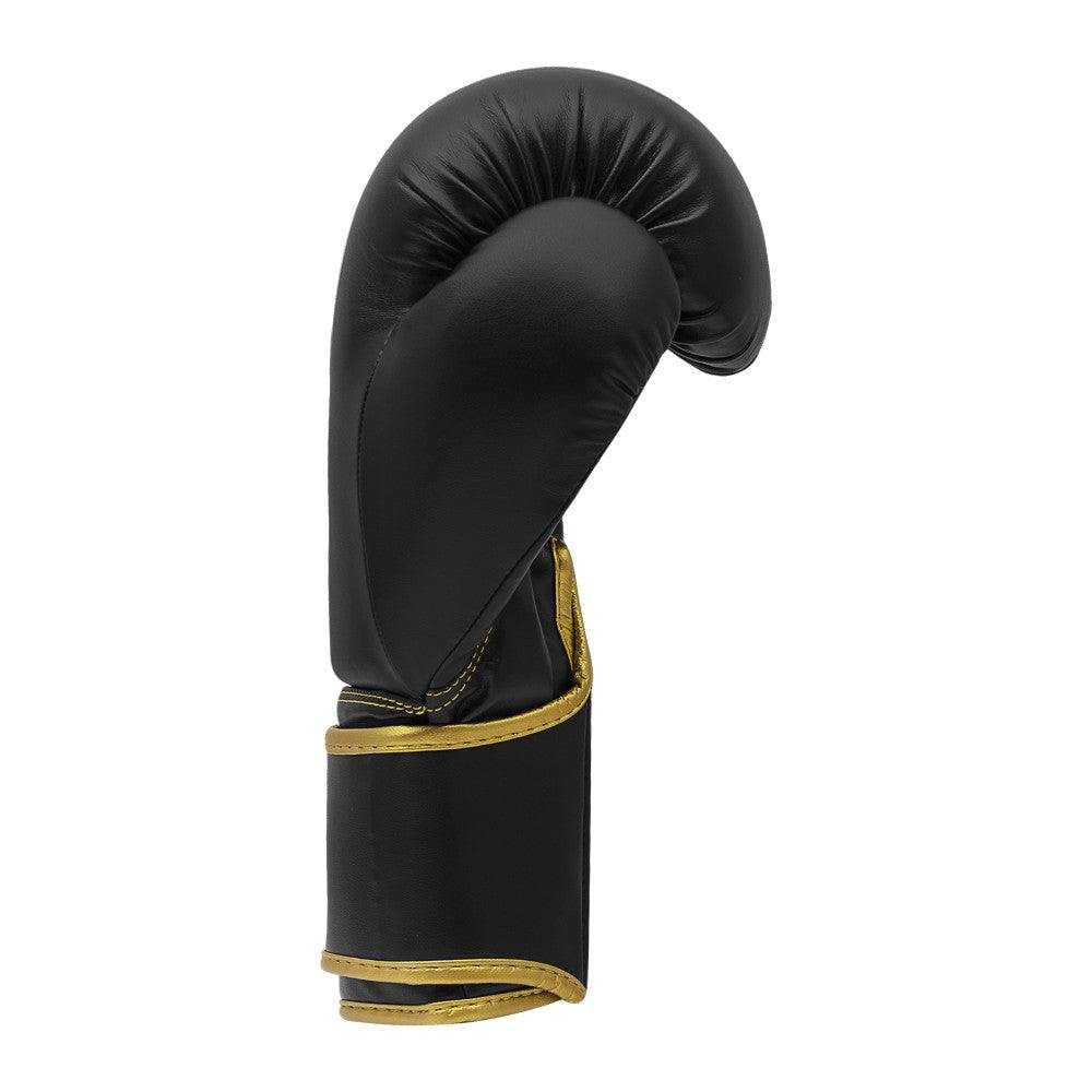 Black and gold Adidas Hybrid 80 boxing glove with PU material and secure wrist strap