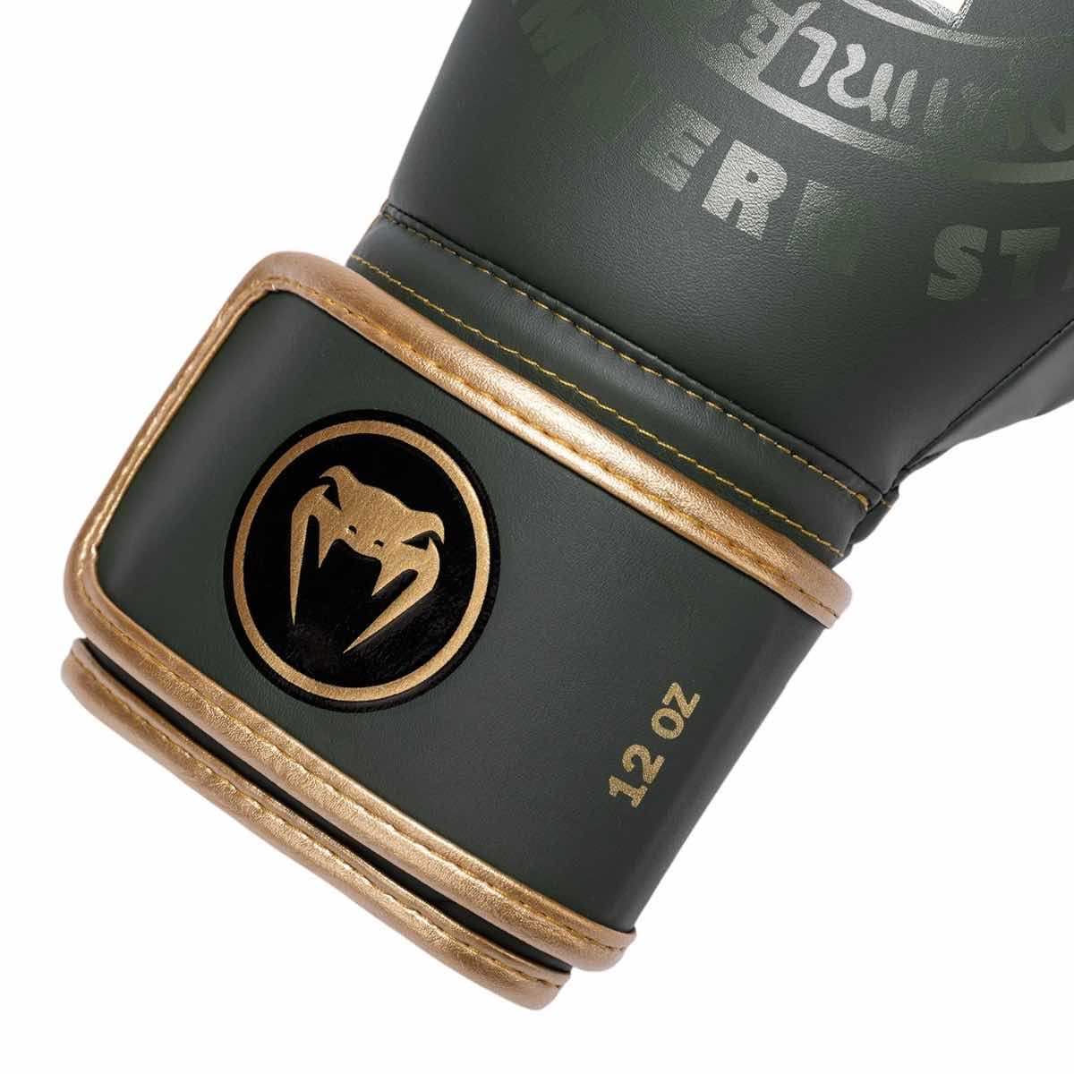 Gants de boxe Venum Rajadamnern kaki avec mousse triple densité pour Muay Thai et boxe