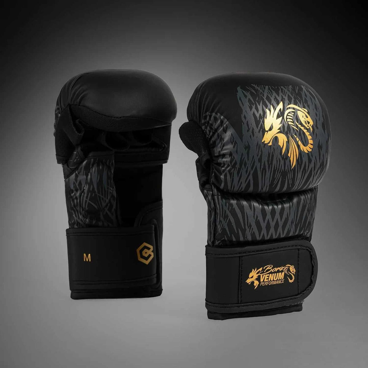 Gants de sparring Venum noir et or design Wild Borz signé Khamzat Chimaev
