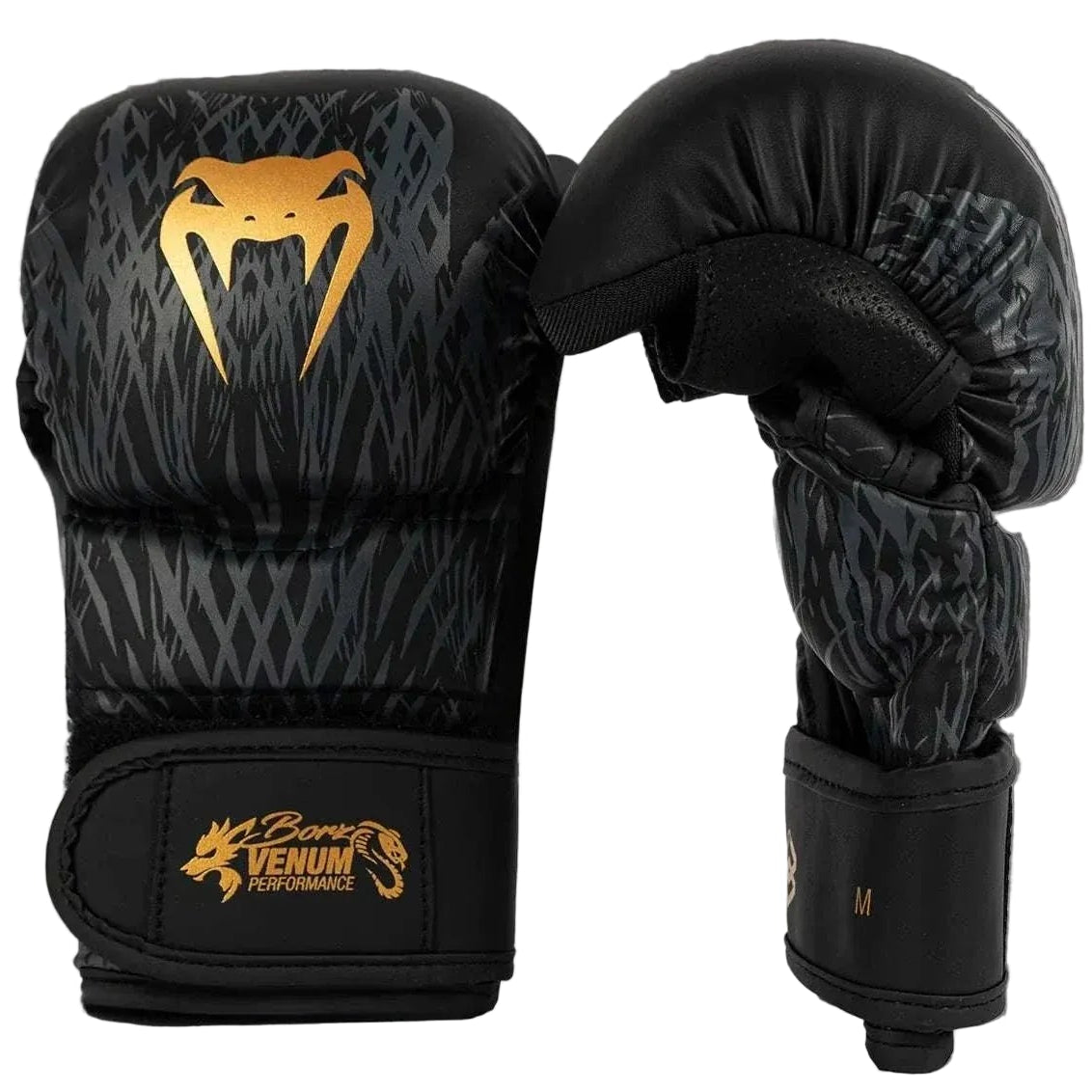 Gants de sparring Venum x Chimaev Wild Borz noir et or en cuir premium pour protection et confort