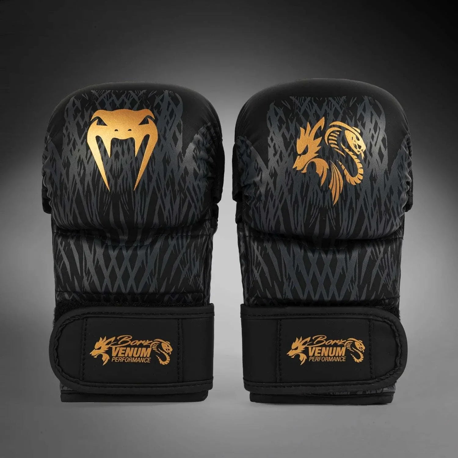 Gants de sparring Venum x Chimaev Wild Borz noir et or en cuir premium