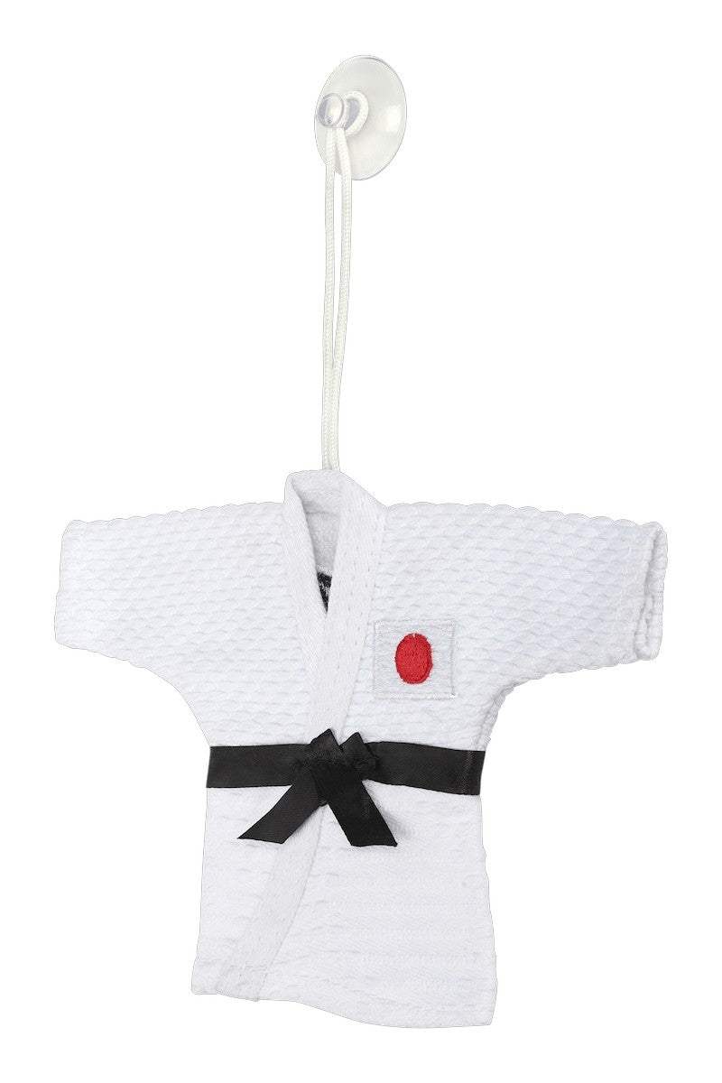 Logo Mizuno brodé dans le dos du mini kimono de judo à suspendre
