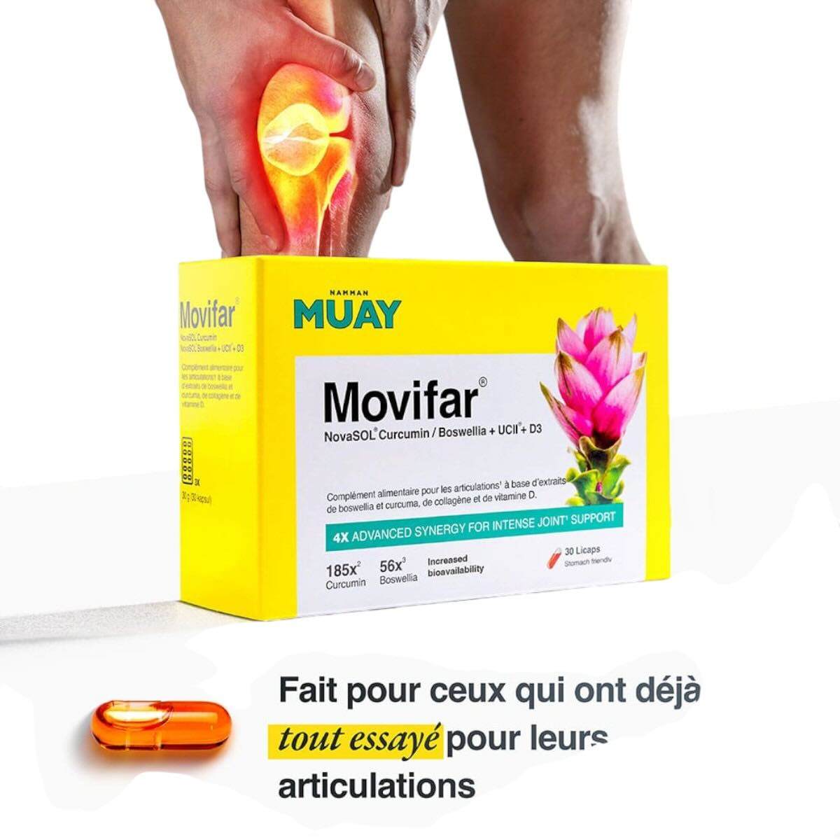 Complément articulaire Namman Muay Movifar pour sports de combat, 30 gélules haute absorption