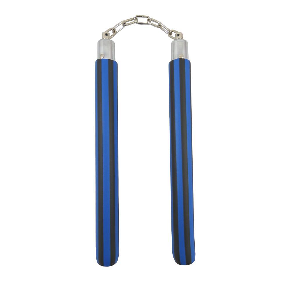 Nunchaku mousse chaîne rayé Dojo Master noir/bleu