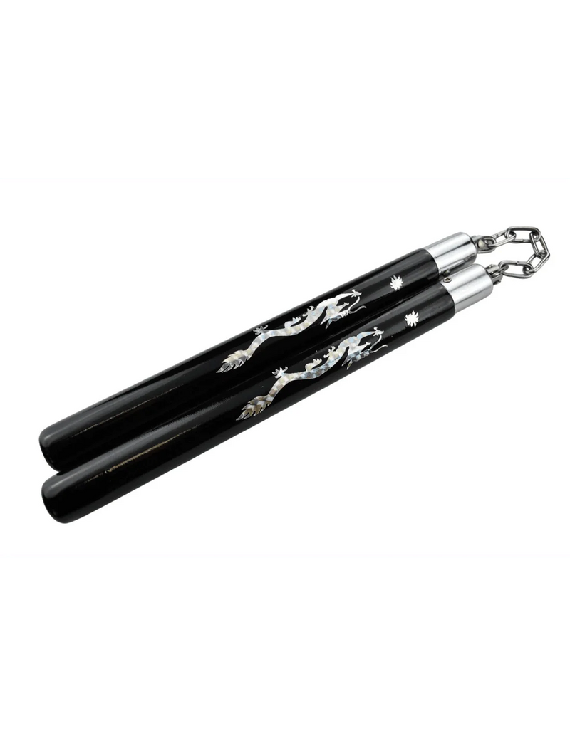 Nunchaku Bois Noir Dragon Piranha – Chaîne 30 cm