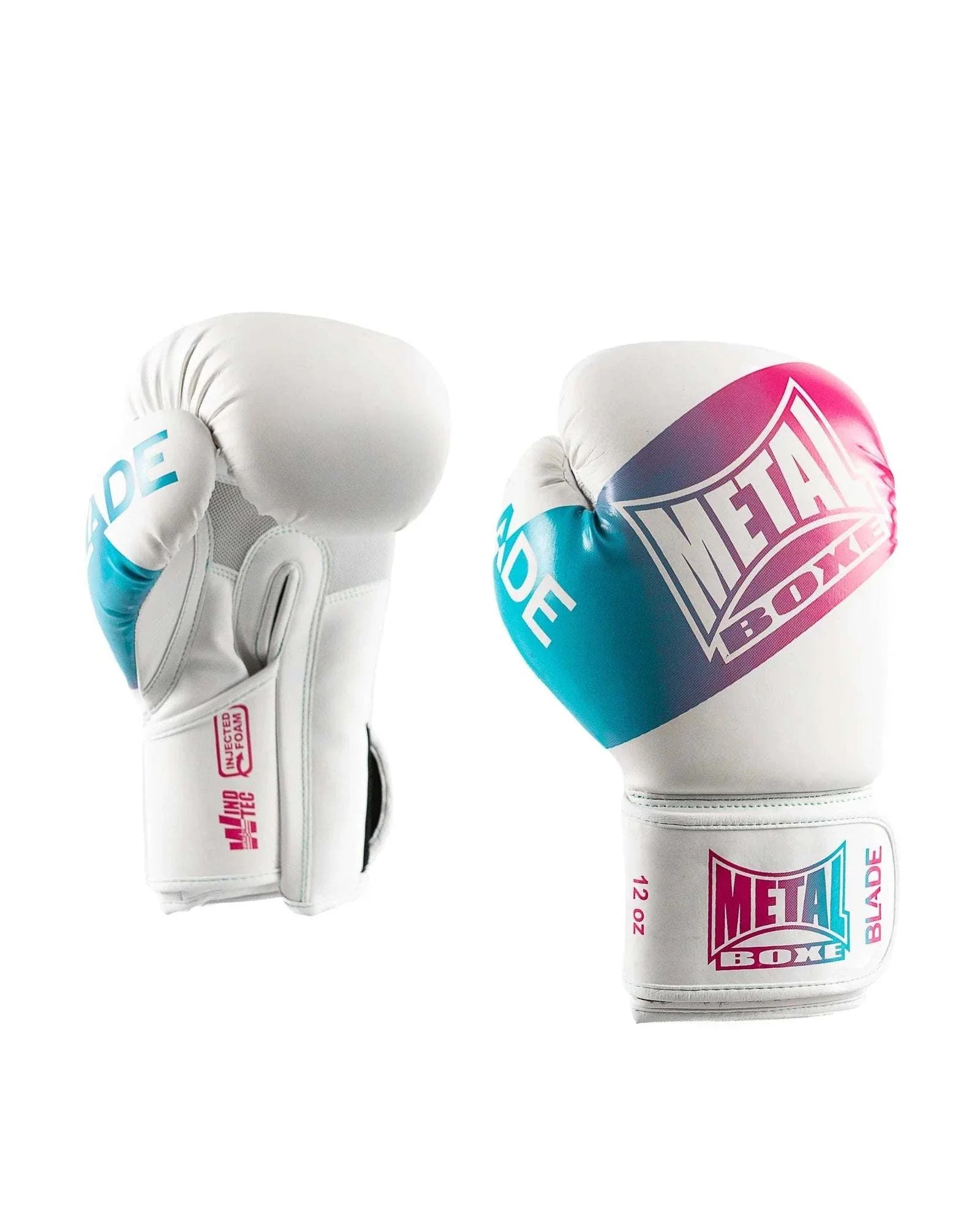 Gants de boxe Metal Boxe Blade Miami Vice blanc avec rembourrage dense et maintien velcro
