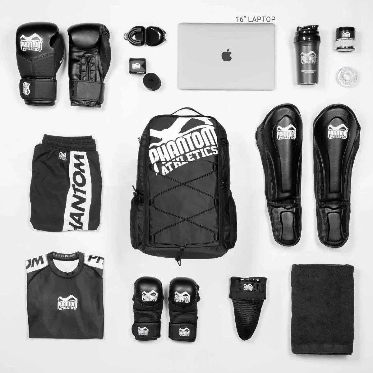 Sac à dos Phantom Athletics noir robuste pour sports de combat et fitness