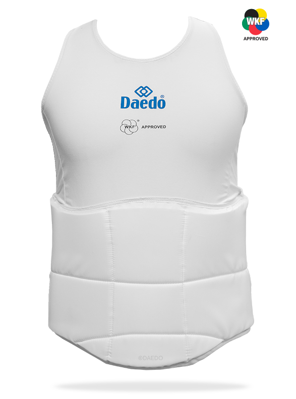 Plastron Body Protector Daedo blanc femme homologué WKF pour karaté kumite compétition
