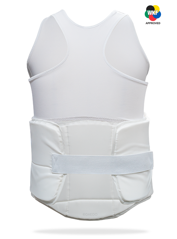 Plastron Body Protector Pro Karate femme blanc homologué WKF pour compétition kumite