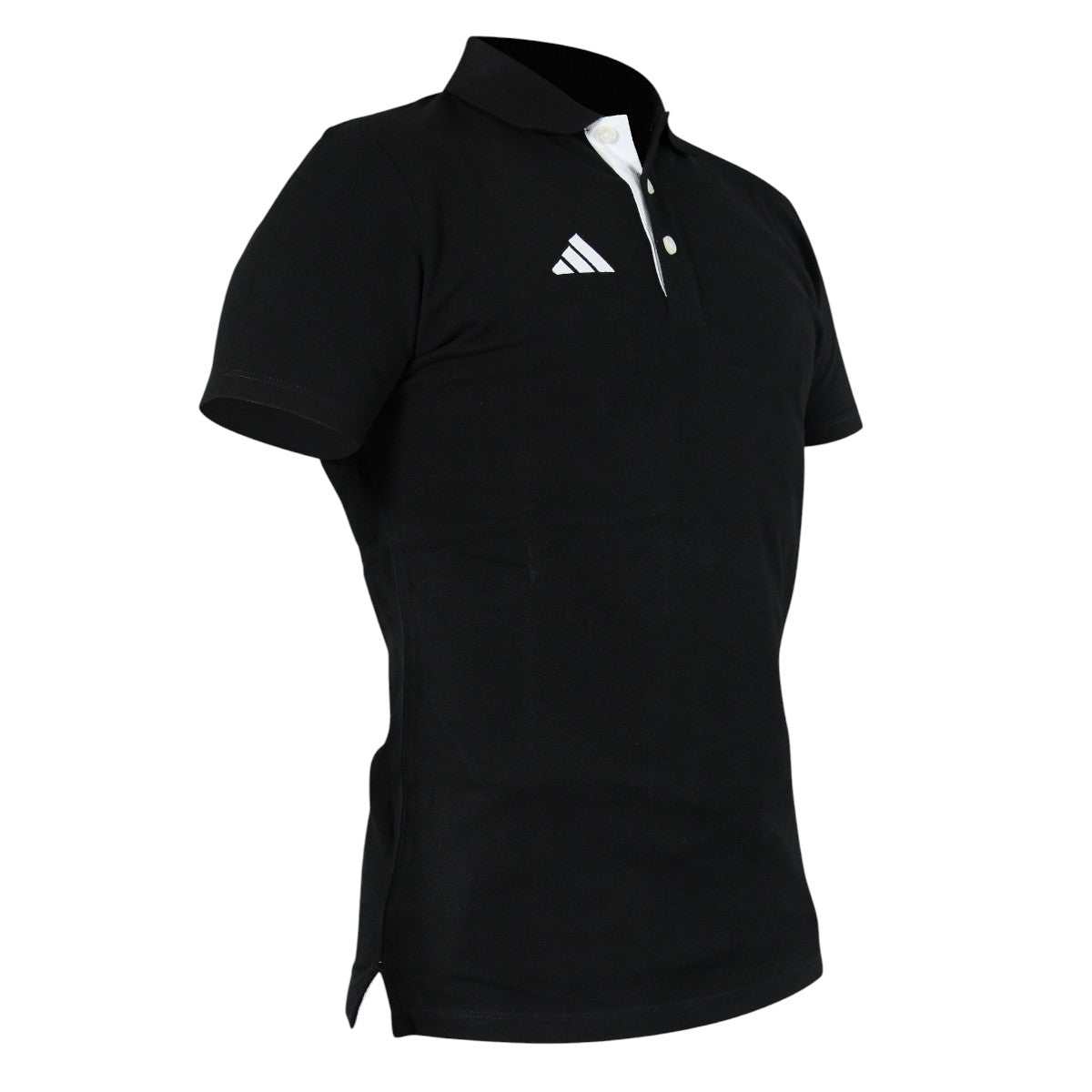 Polo Country Line Adidas slim-fit noir et blanc en coton avec logo rouge brodé