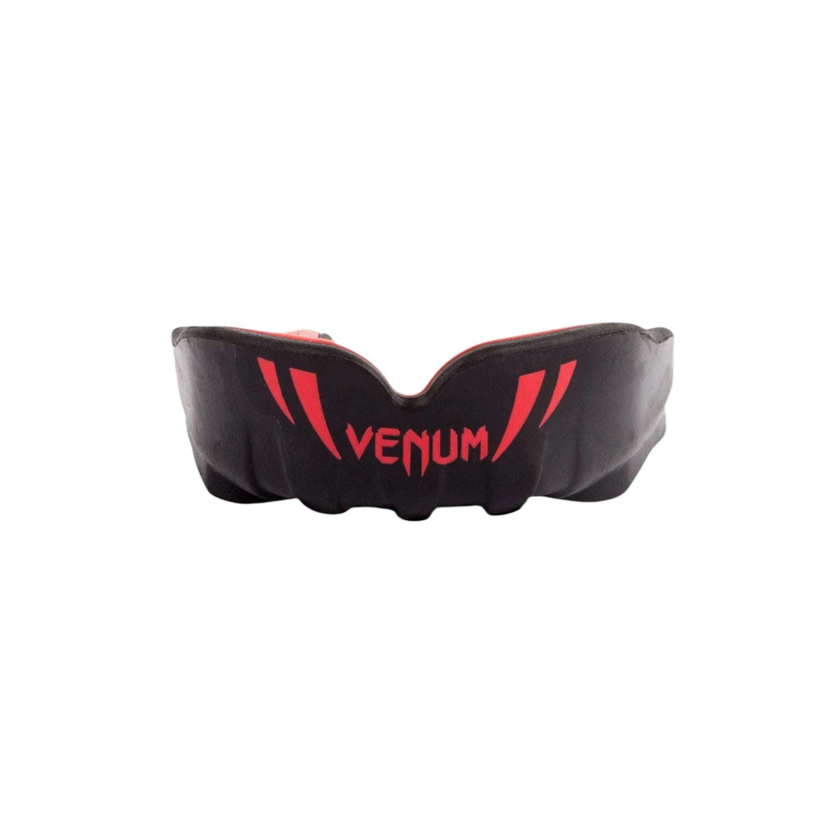 Protège-dents enfant Venum Challenger noir et rouge pour sports de combat avec double couche gel et haute densité.