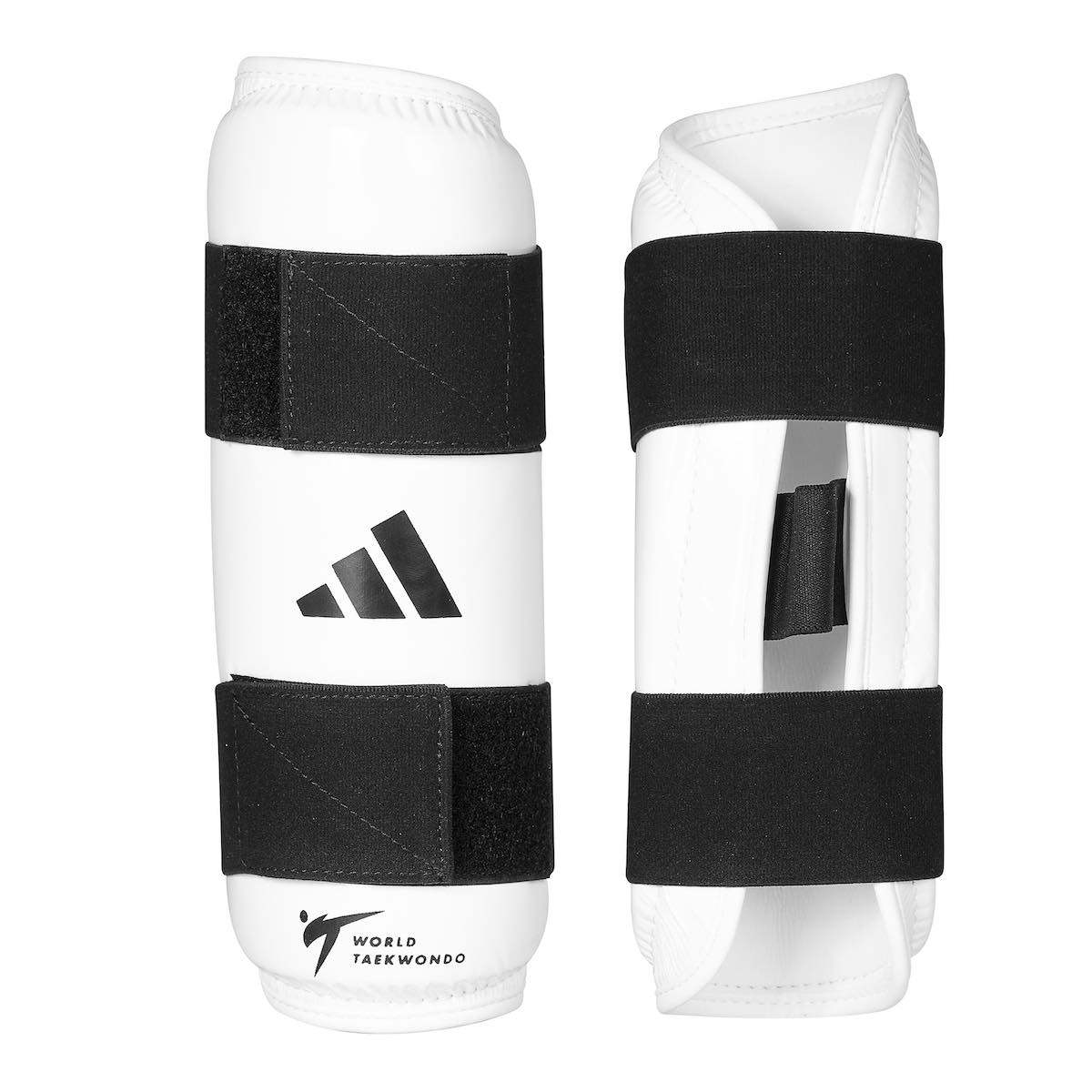 Protège avant-bras Taekwondo WT adidas blanc et noir avec mousse haute densité et fermeture velcro