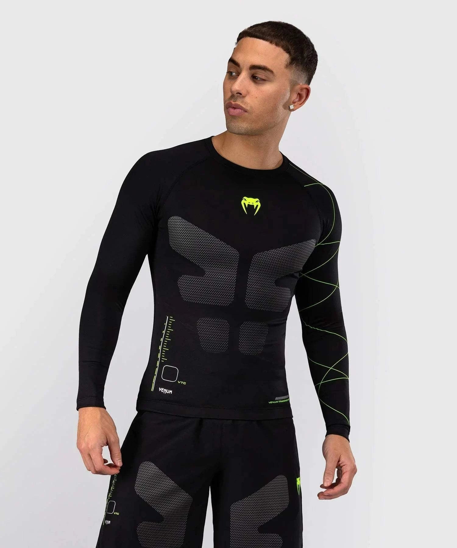 Rashguard Manches Longues Venum Training Camp 4.0 - Noir/Vert Fluo