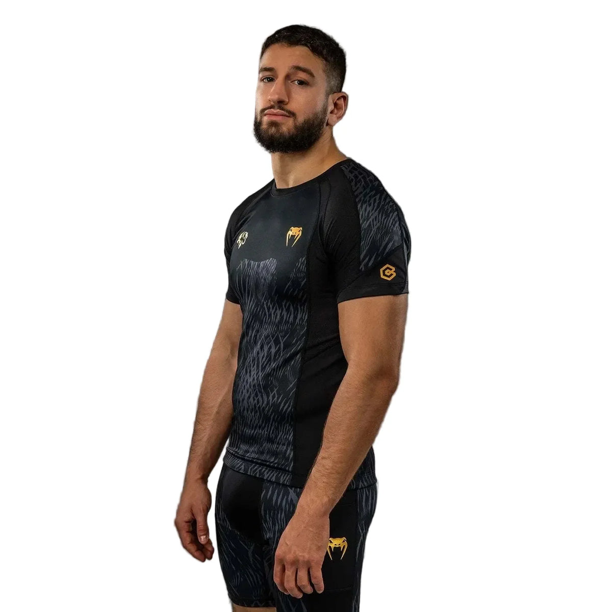 Rashguard Venum x Chimaev Wild Borz noir et gris pour MMA et sports de combat avec compression et protection optimale