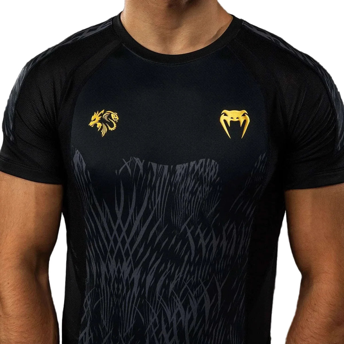 Rashguard Venum x Chimaev Wild Borz noir et gris pour MMA et sports de combat