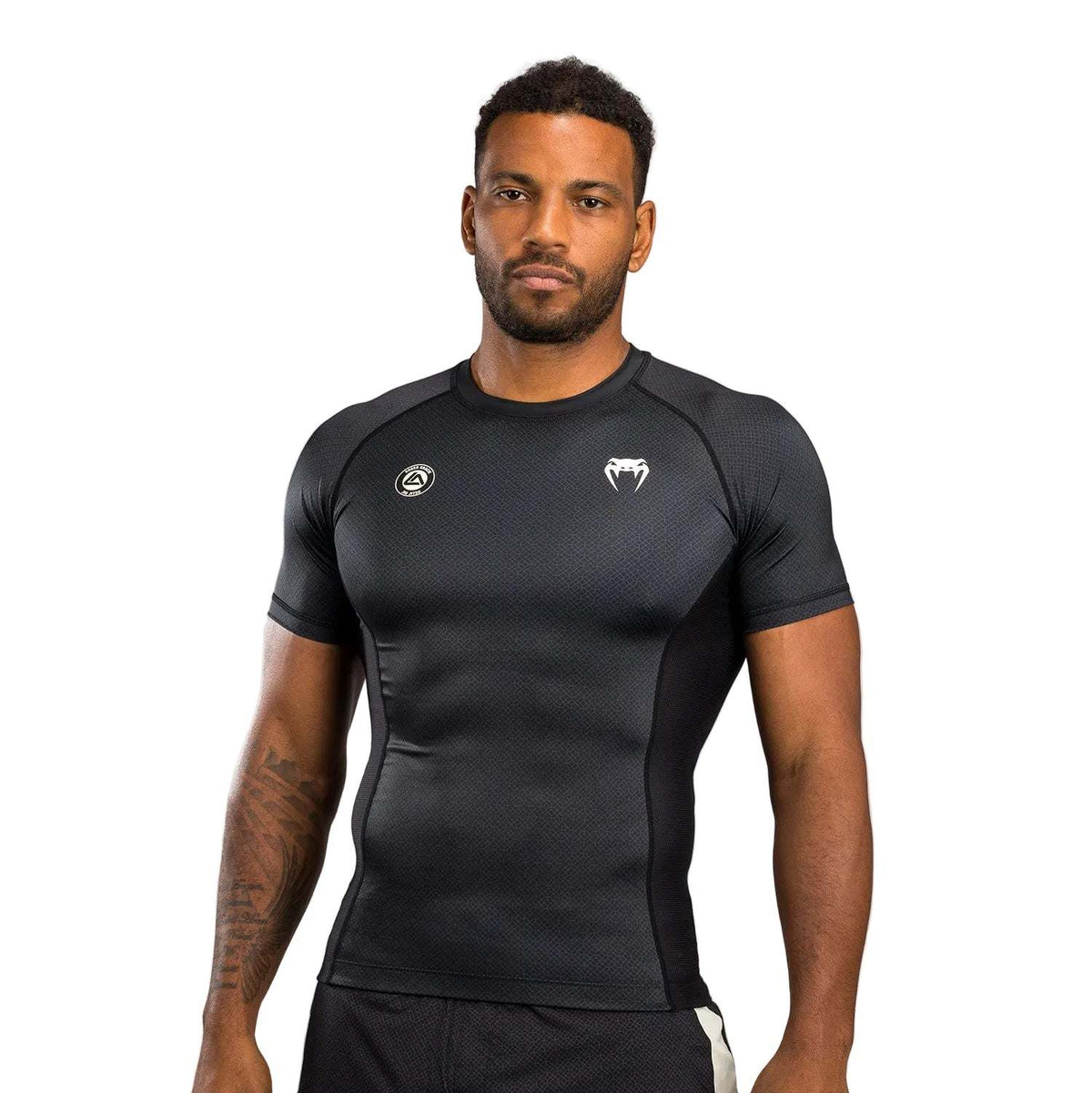 Rashguard manches courtes noir Venum x Roger Gracie Academy pour BJJ et MMA