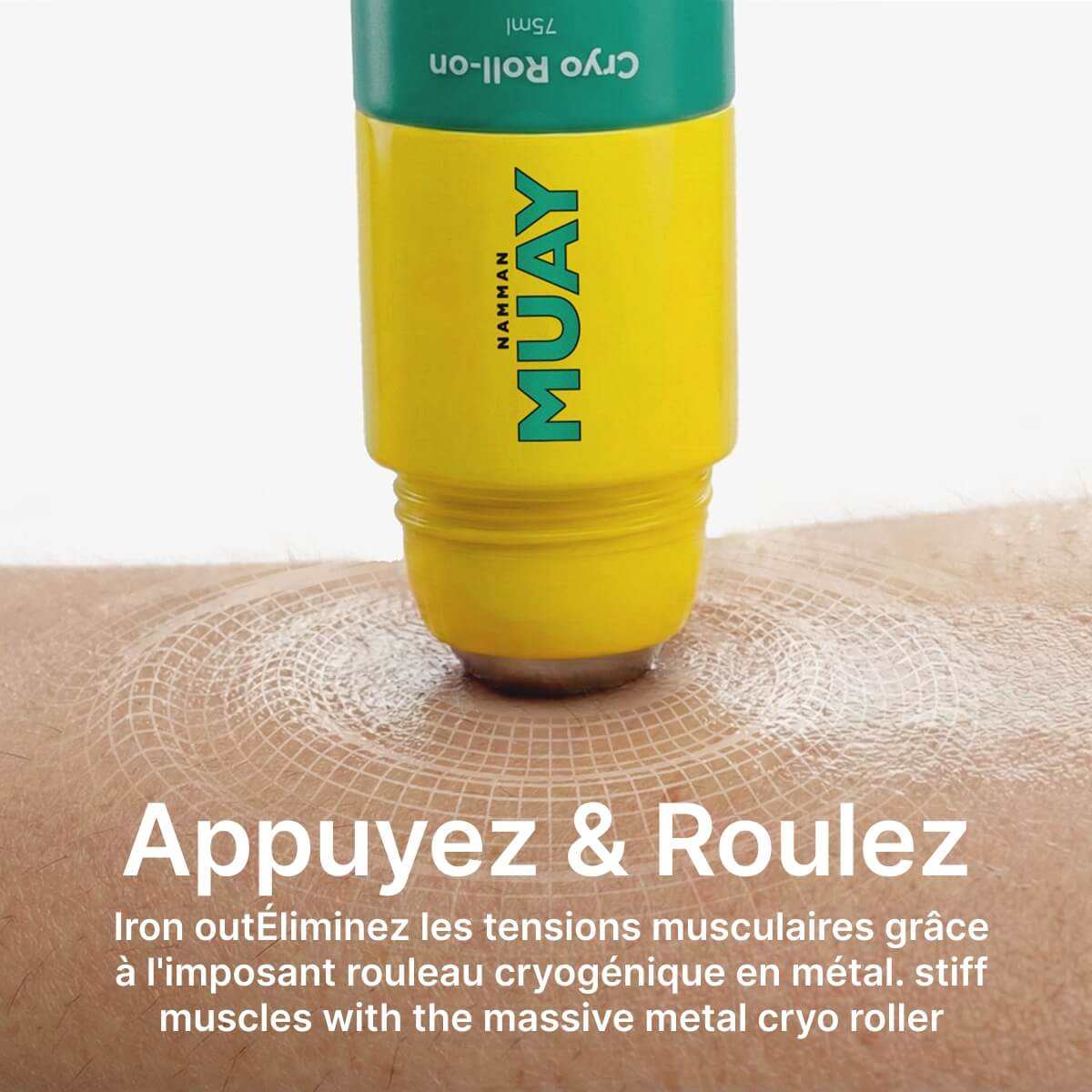 Roll-on Namman Muay Cryo 75 ml avec effet froid pour récupération musculaire rapide et massage ciblé.