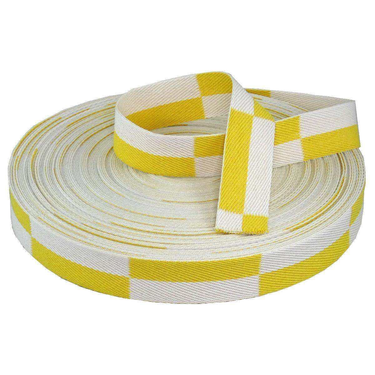 Rouleau Ceinture Karaté 50m – Coton 100% Made in France - Blanc/Jaune