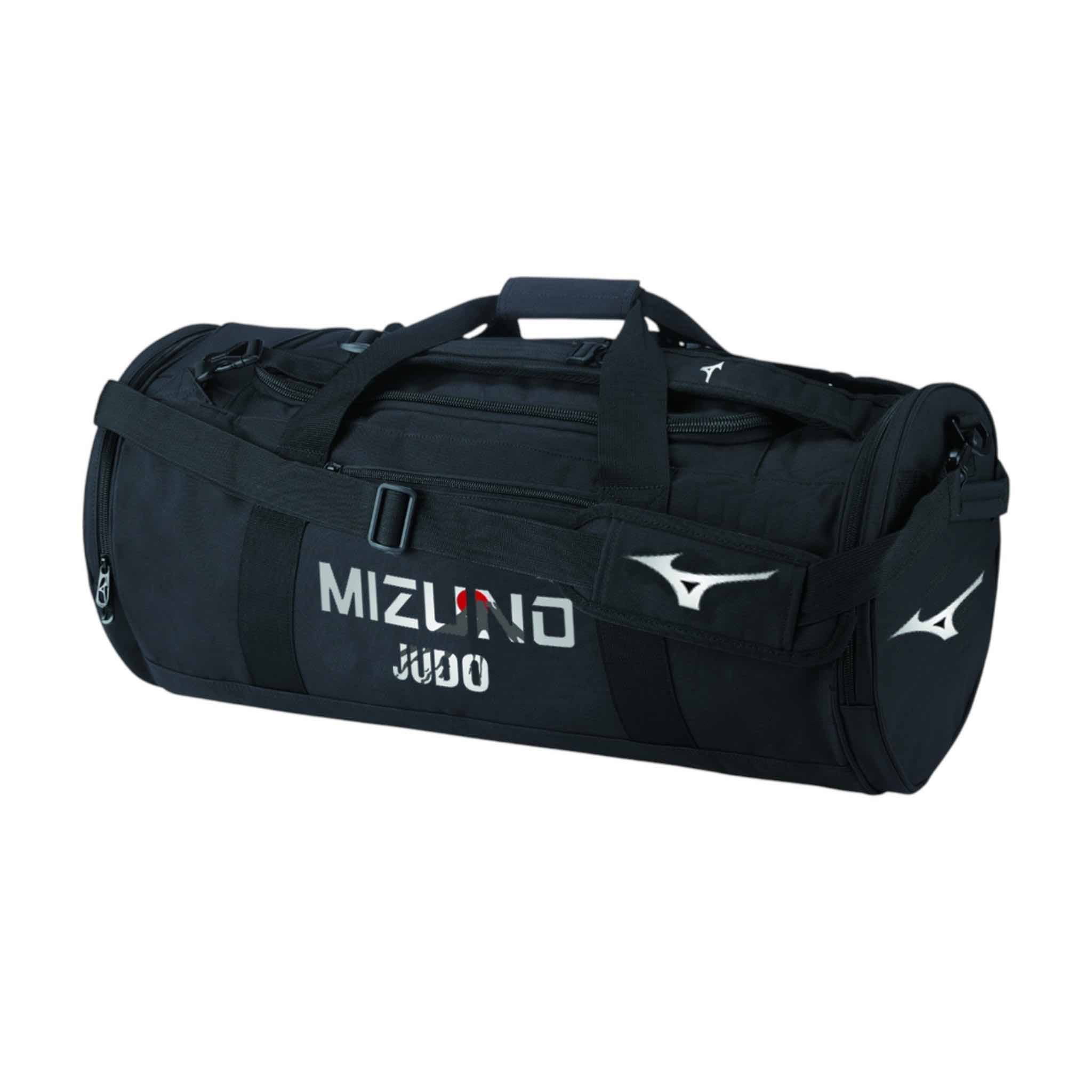 Sac de sport Mizuno Multiway FUJI Line 45L noir et or, sac à dos et à main pour judo et arts martiaux.
