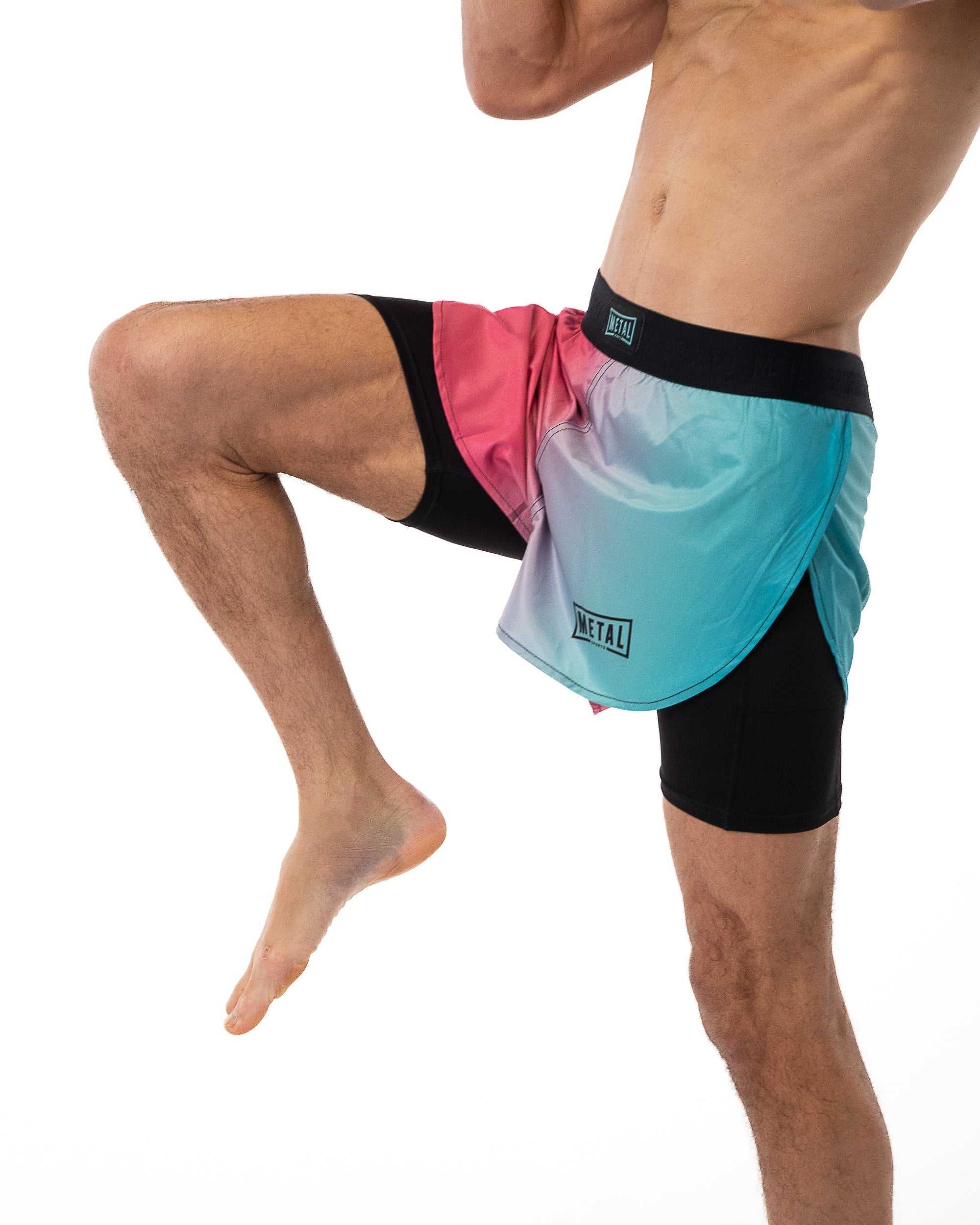 Short 2en1 Metal Boxe léger et compression intégrée pour MMA
