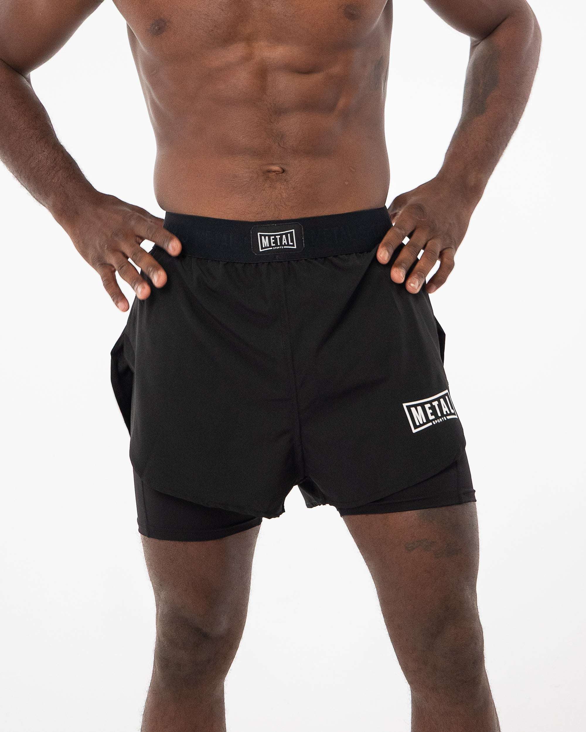 Short 2en1 – Metal Boxe léger et compressif pour MMA avec poche latérale et ceinture élastique